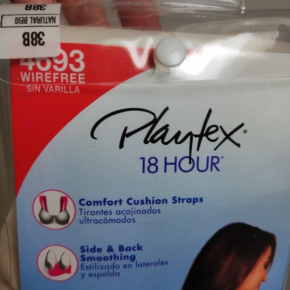 Playtex 18 Hour Bra 4693 Ultimate Shoulder Comfort Wirefree Size 38B Beige New - Picture 8 of 11